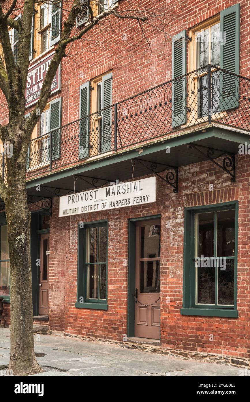 Bureau du maréchal, Harpers Ferry National Historic Park, Virginie-occidentale, États-Unis. Banque D'Images