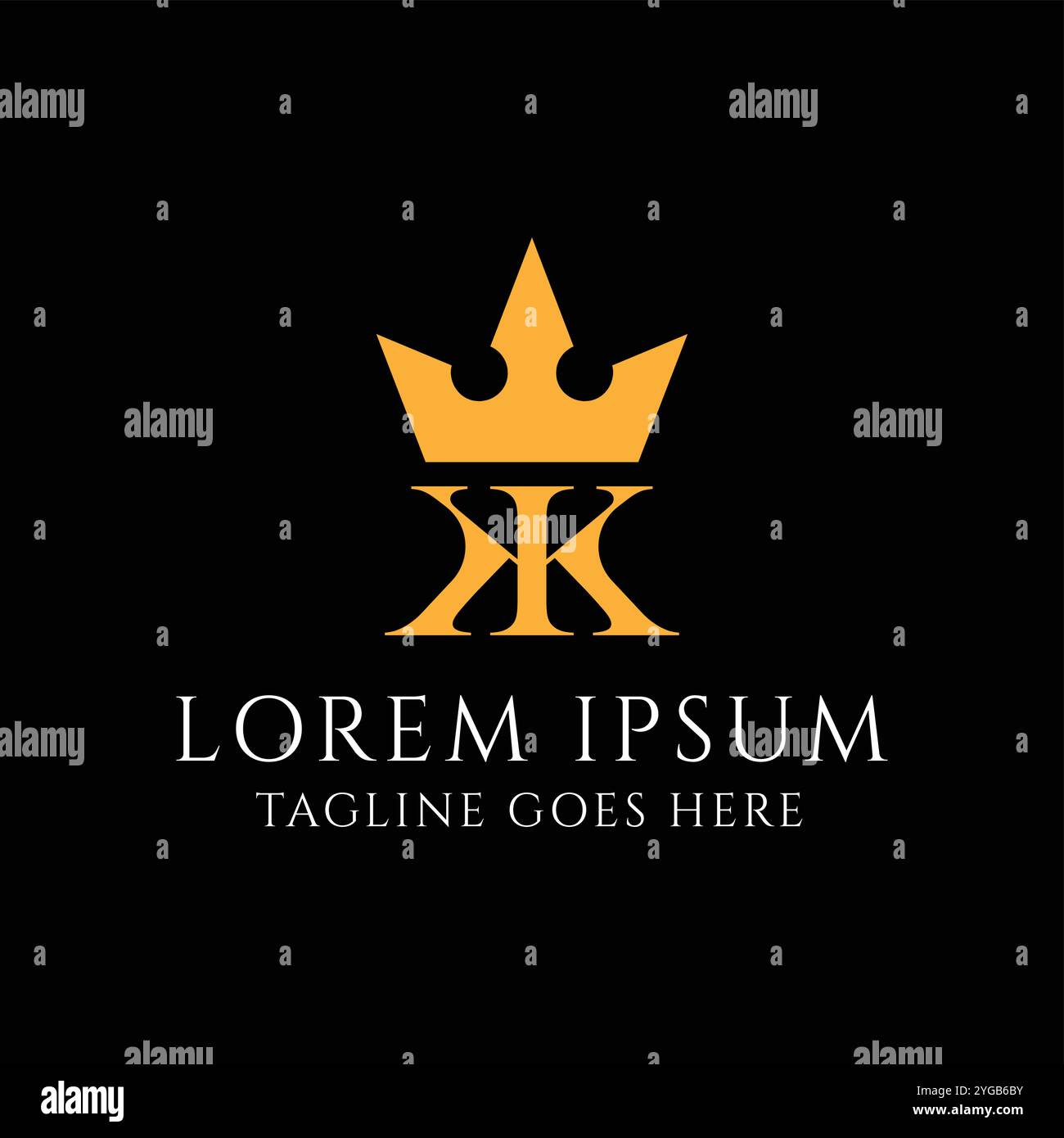 Élégant luxe Golden King Crown lettre K ou KK Monogram initiales logo Design vecteur Illustration de Vecteur