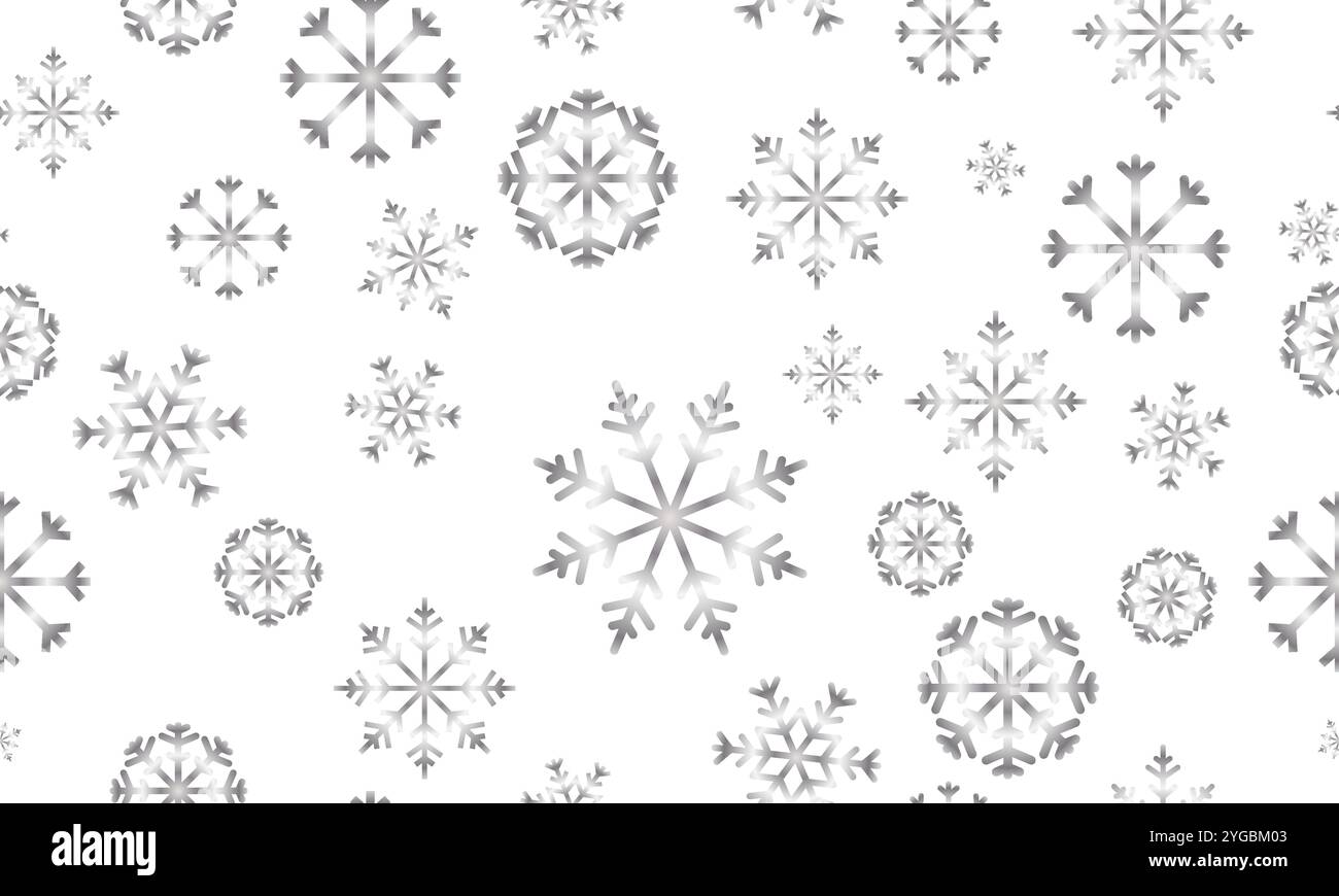 Motif sans couture de flocon de neige argenté, fond d'hiver, toile de fond de Noël Illustration de Vecteur