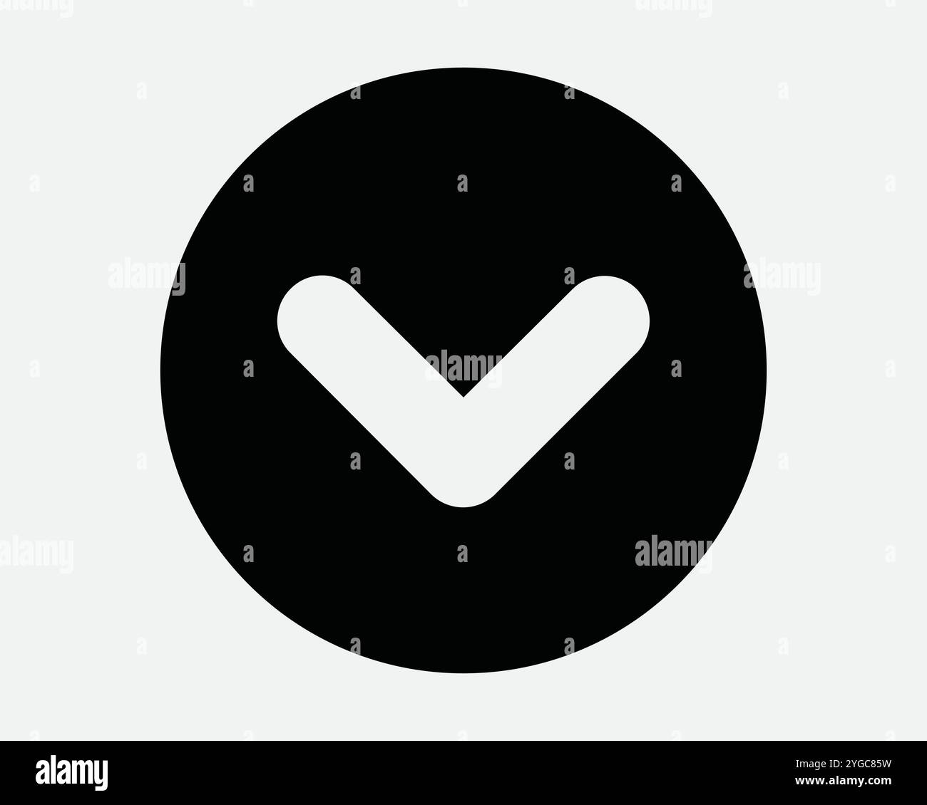 Flèche en bas ronde Caret pointant vers le bas orientation sud geste de glissement faites défiler ci-dessous sous l'icône Télécharger forme du signe contour de la ligne Noir Blanc vecteur Illustration de Vecteur