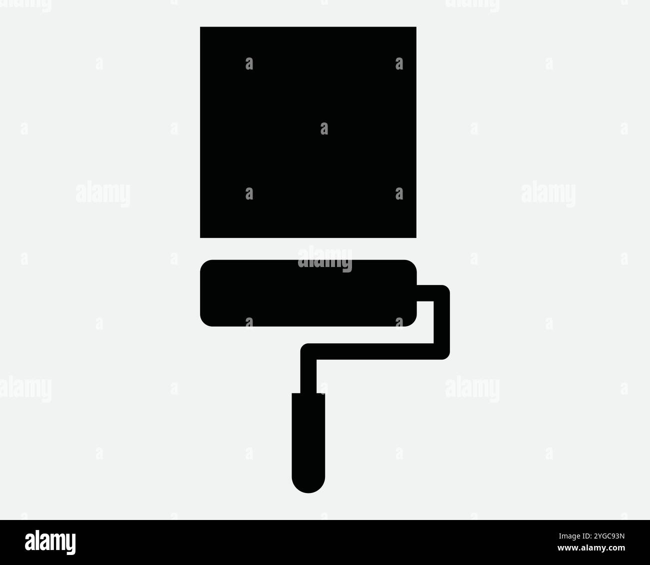Pinceau amélioration de l'habitat peinture peinture Job rouleau Art décoration intérieur Design couleur DIY projet Stroke Vector Sign icône forme contour Noir WHI Illustration de Vecteur