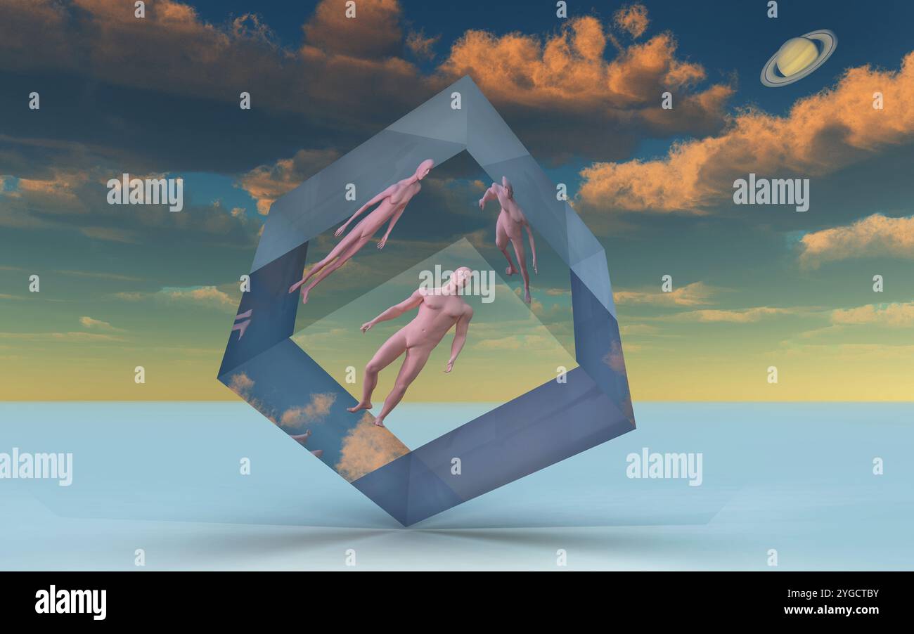 Matrice des cubes Saturn Banque D'Images