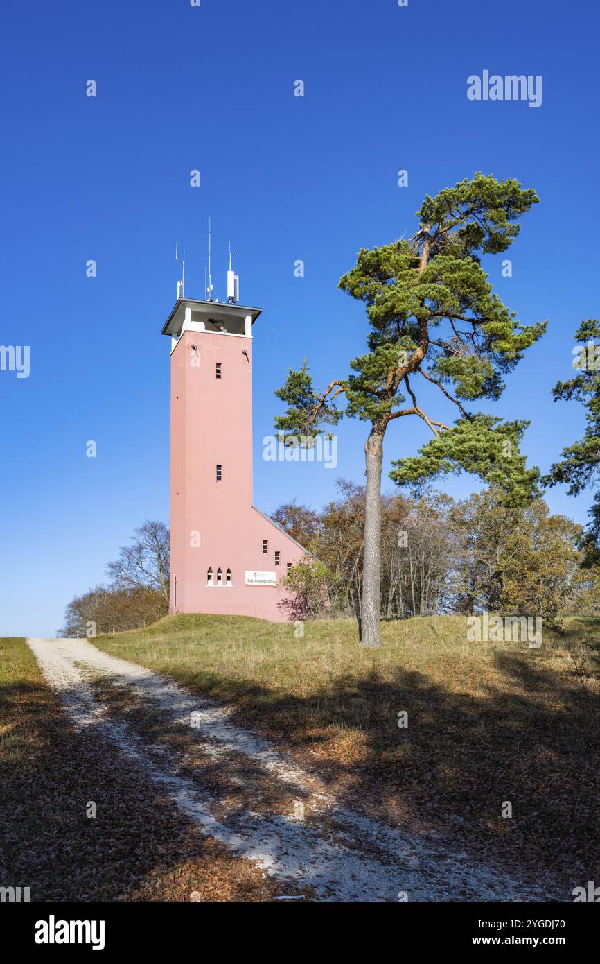 La tour Raichberg de 22 mètres de haut, construite en 1928, est une tour d'observation de l'Association des Alb souabes à côté de la Naegelehaus sur les 956 mètres de haut Banque D'Images