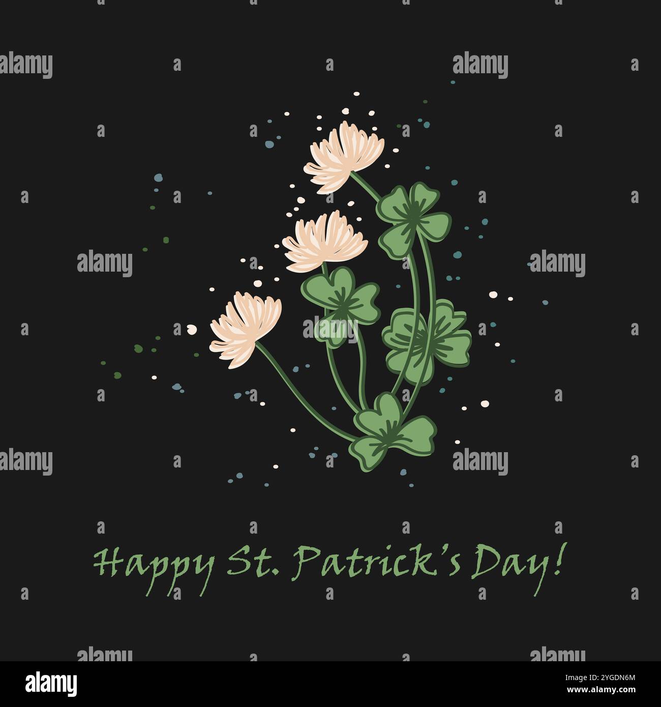 Trèfle à quatre et trois feuilles et fleur de trèfle. Élément de design de la Saint Patrick. Illustration vectorielle. Illustration de Vecteur