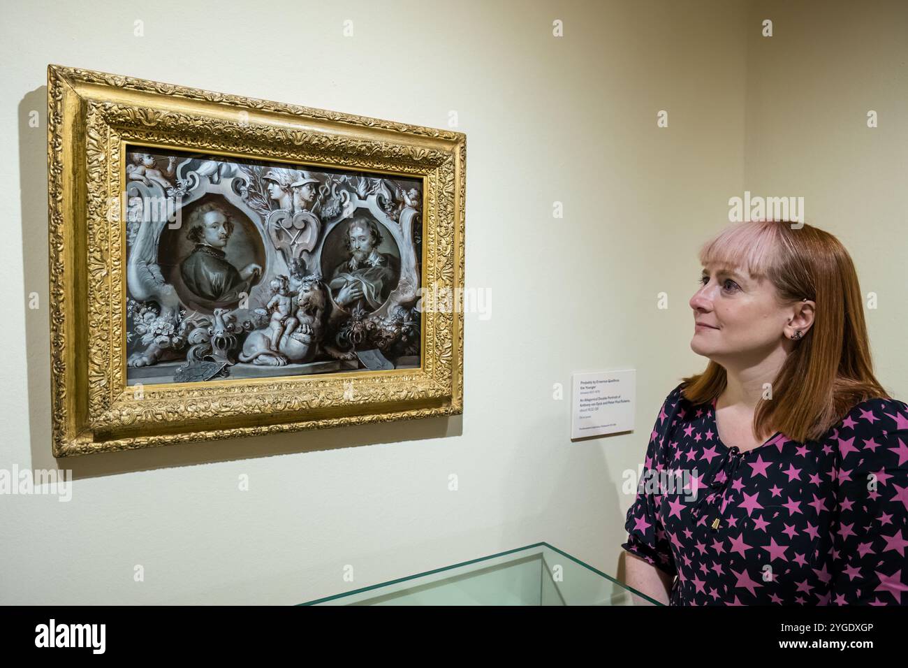 Royal Scottish Academy, Édimbourg, Écosse, Royaume-Uni, 7 novembre 2024. Exposition de la Royal Scottish Academy Dürer to Van Dyck preview : dessins de la collection exceptionnelle de dessins de Chatsworth House, une occasion unique de voir près de 50 dessins rarement vus par des noms célèbres en Europe Photo : un double portrait des artistes Peter Paul Rubens & Anthony van Dyck par l'artiste flamand Erasmus Quellinus II qui a été volé puis récupéré. Banque D'Images