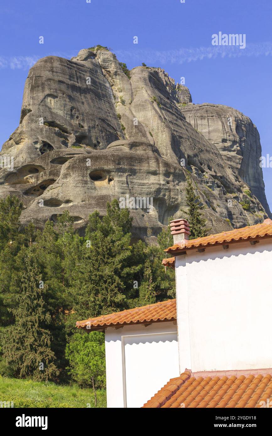 Roches de montagne Météores, Thessalie, Grèce. Liste du patrimoine mondial de l'UNESCO Banque D'Images