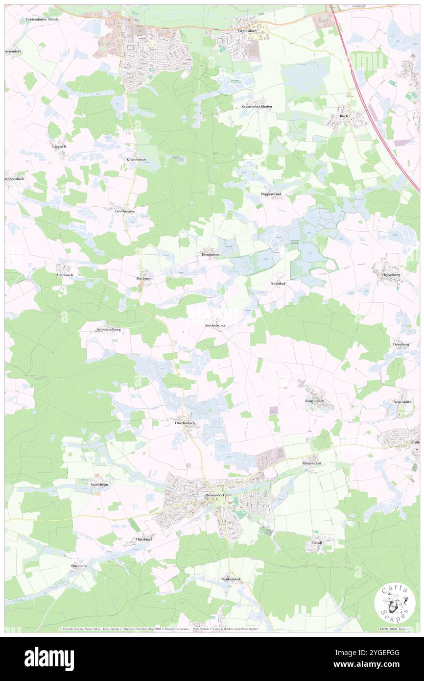 Mechelwind, Regierungsbezirk Mittelfranken, DE, Allemagne, Bavière, n 49 39' 3'', N 10 49' 34'', carte, Carthascapes carte publiée en 2024. Explorez Cartascapes, une carte qui révèle la diversité des paysages, des cultures et des écosystèmes de la Terre. Voyage à travers le temps et l'espace, découvrir l'interconnexion du passé, du présent et de l'avenir de notre planète. Banque D'Images