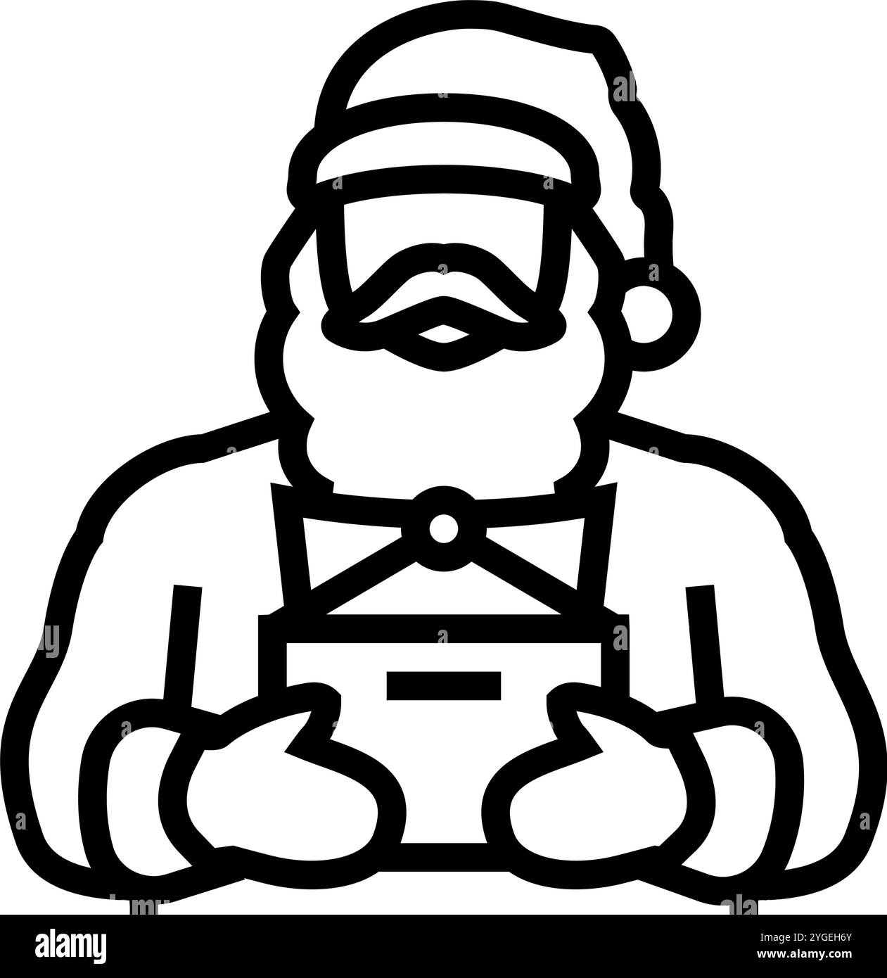 santa claus lisant une illustration vectorielle d'icône de ligne de lettre Illustration de Vecteur