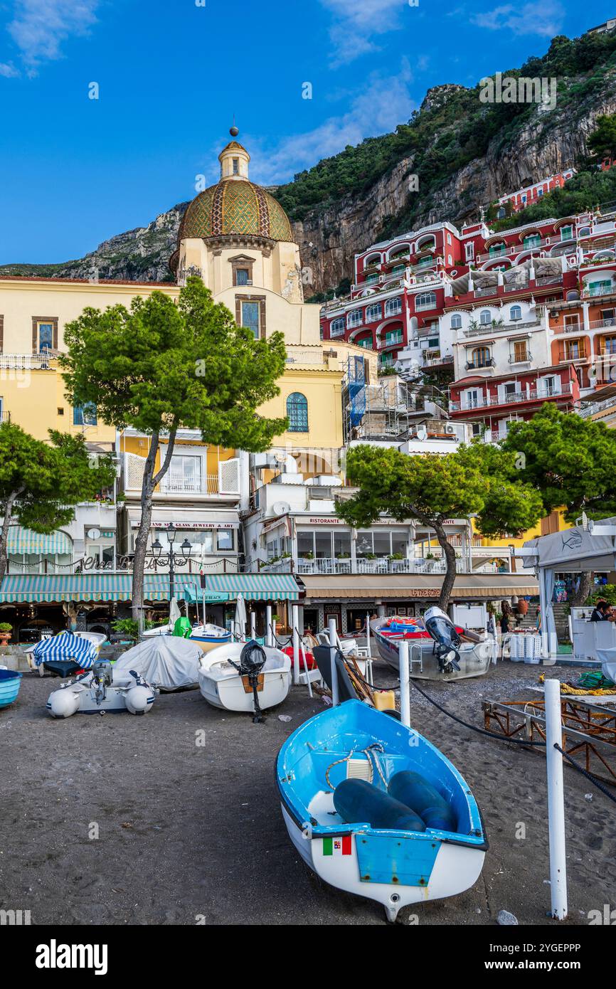 Vue panoramique de Positano, côte amalfitaine, Campanie, Italie Banque D'Images