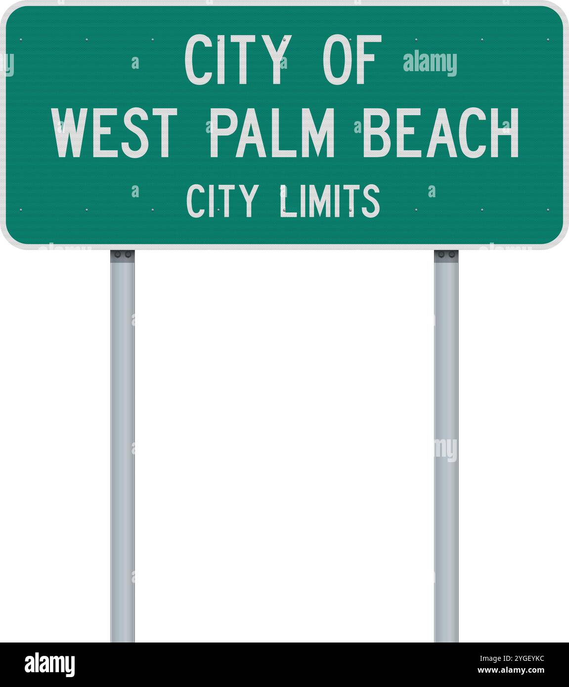 Illustration vectorielle du panneau routier vert de la ville de West Palm Beach (Floride) sur des poteaux métalliques Illustration de Vecteur