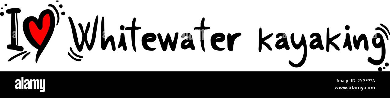 Kayak d'eau vive amour Illustration de Vecteur