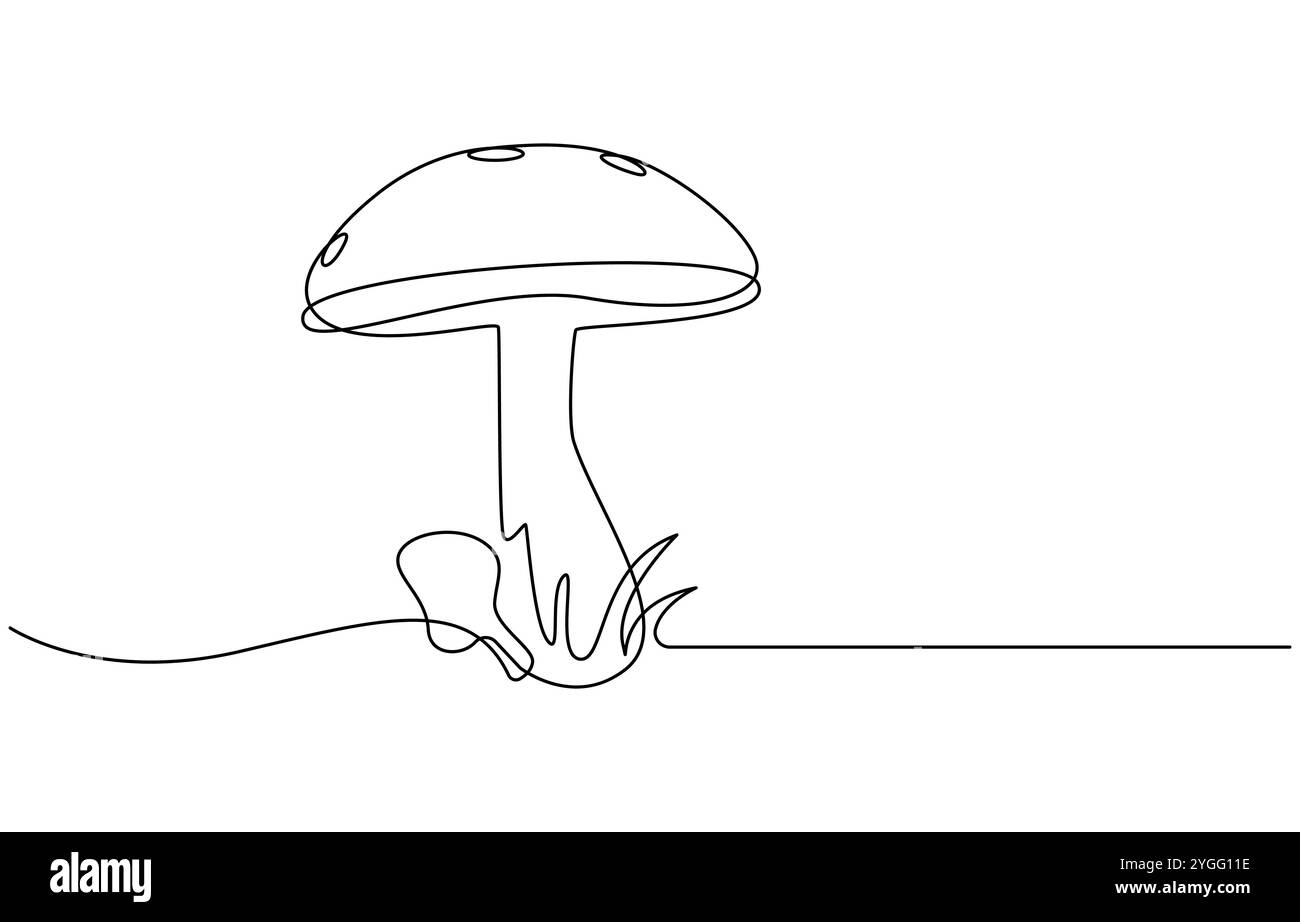 Champignon de cloche de forme abstraite. Icône de champignon de cloche d'une seule ligne, illustration de champignons magiques. Illustration vectorielle de contour de champignon dessinée à la main d'une ligne Illustration de Vecteur