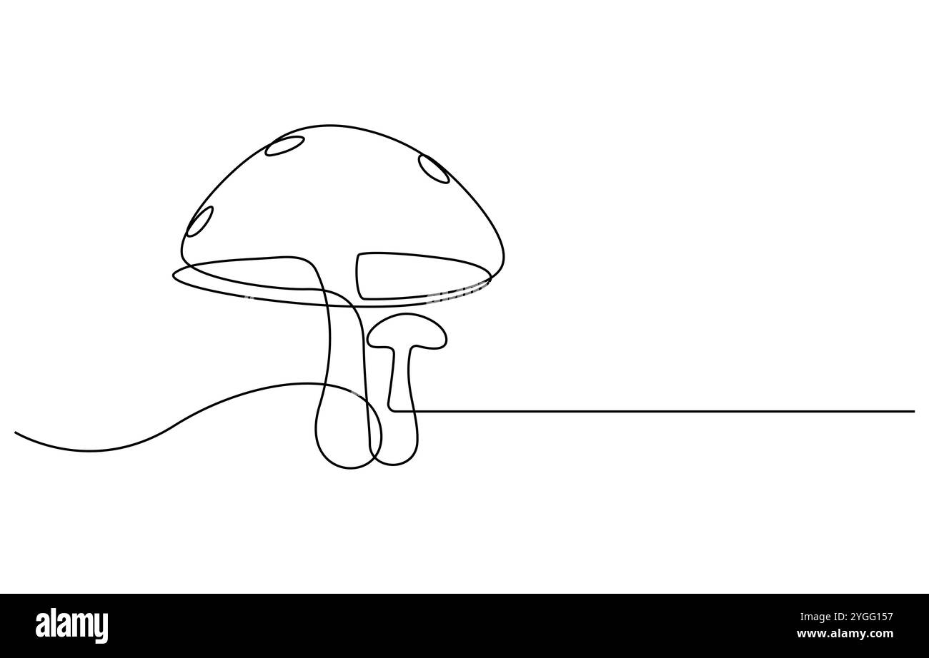 Champignon de cloche de forme abstraite. Icône de champignon de cloche d'une seule ligne, illustration de champignons magiques. Illustration vectorielle de contour de champignon dessinée à la main d'une ligne Illustration de Vecteur