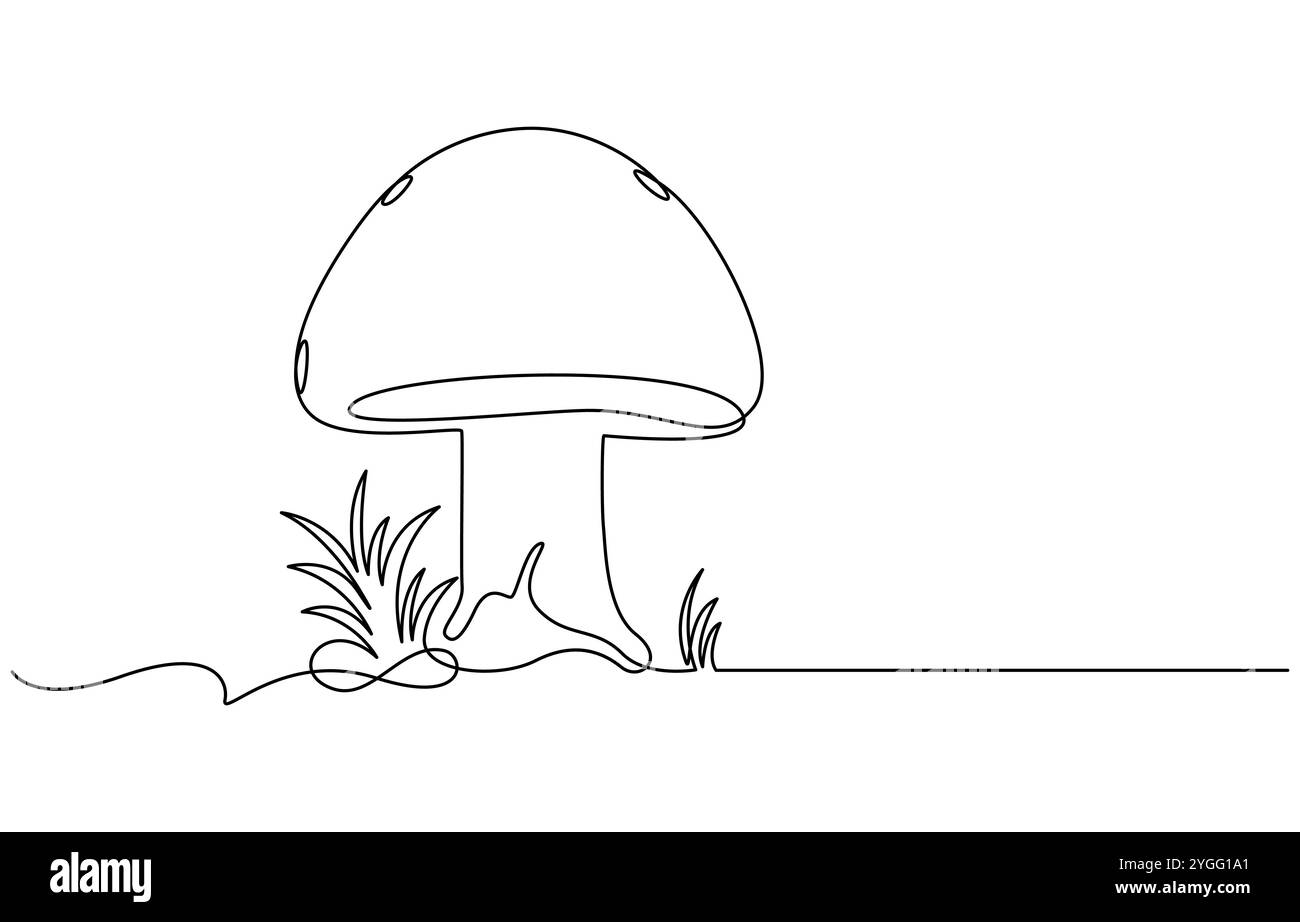 Champignon de cloche de forme abstraite. Icône de champignon de cloche d'une seule ligne, illustration de champignons magiques. Illustration vectorielle de contour de champignon dessinée à la main d'une ligne Illustration de Vecteur