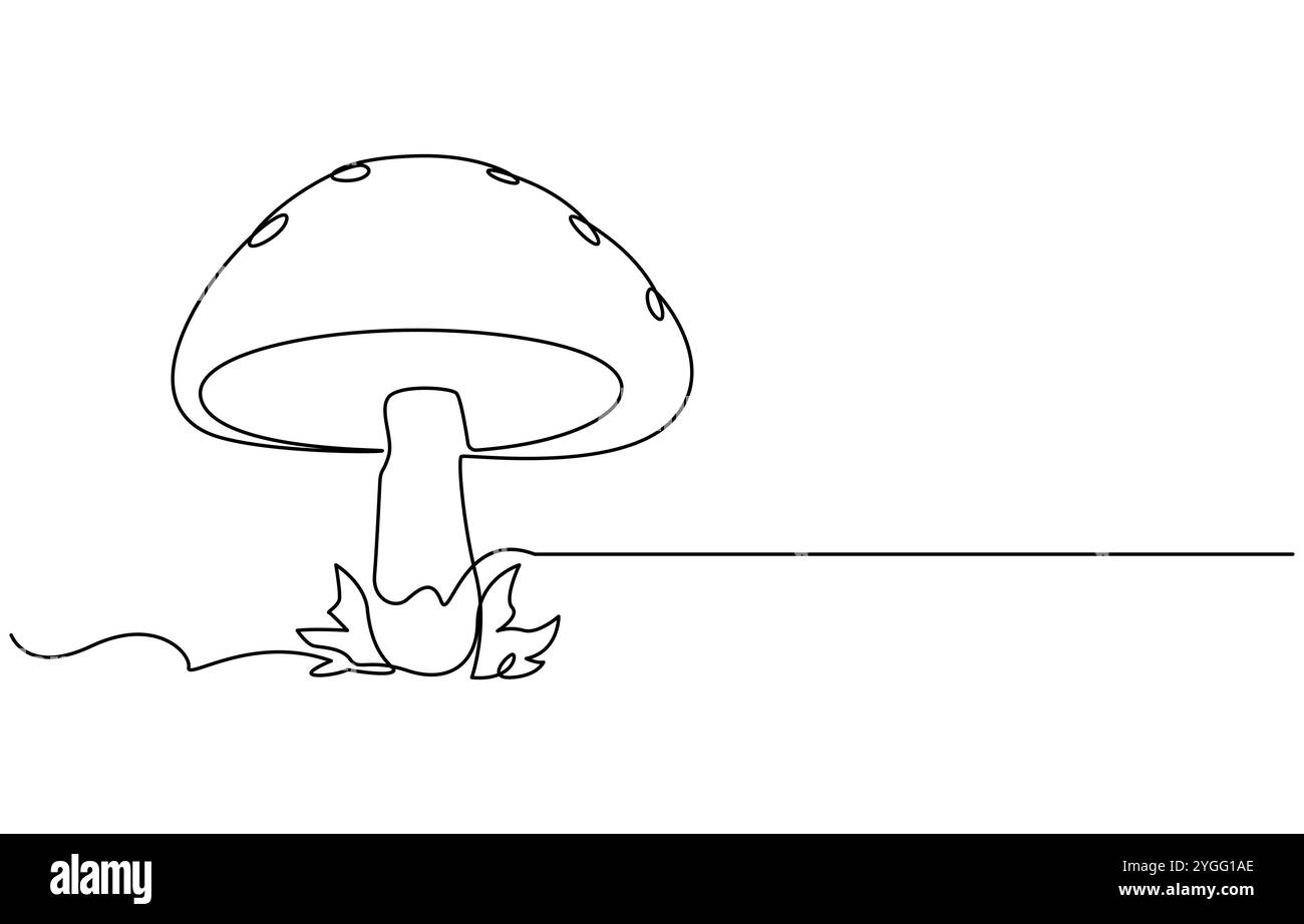 Champignon de cloche de forme abstraite. Icône de champignon de cloche d'une seule ligne, illustration de champignons magiques. Illustration vectorielle de contour de champignon dessinée à la main d'une ligne Illustration de Vecteur