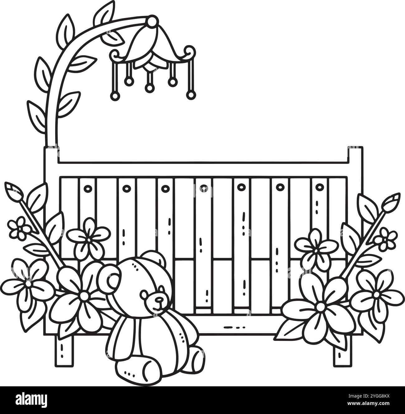 Douche bébé berceau isolé coloriage Illustration de Vecteur