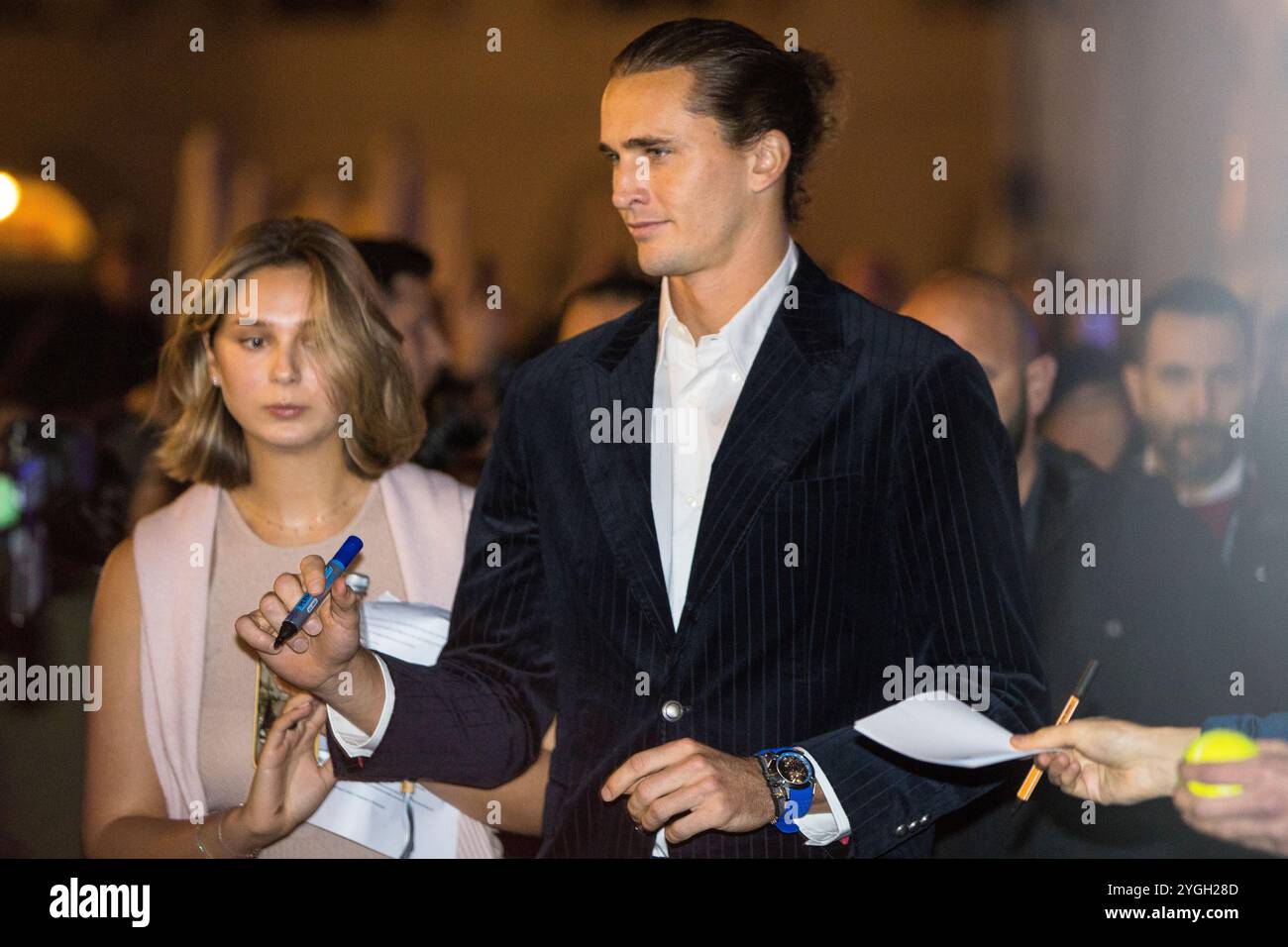 Turin, Italie. 7 novembre 2024. Le joueur de tennis Alexander Zverev sur tapis bleu avant la finale ATP Nitto 2024 crédit : Marco Destefanis/Alamy Live News Banque D'Images