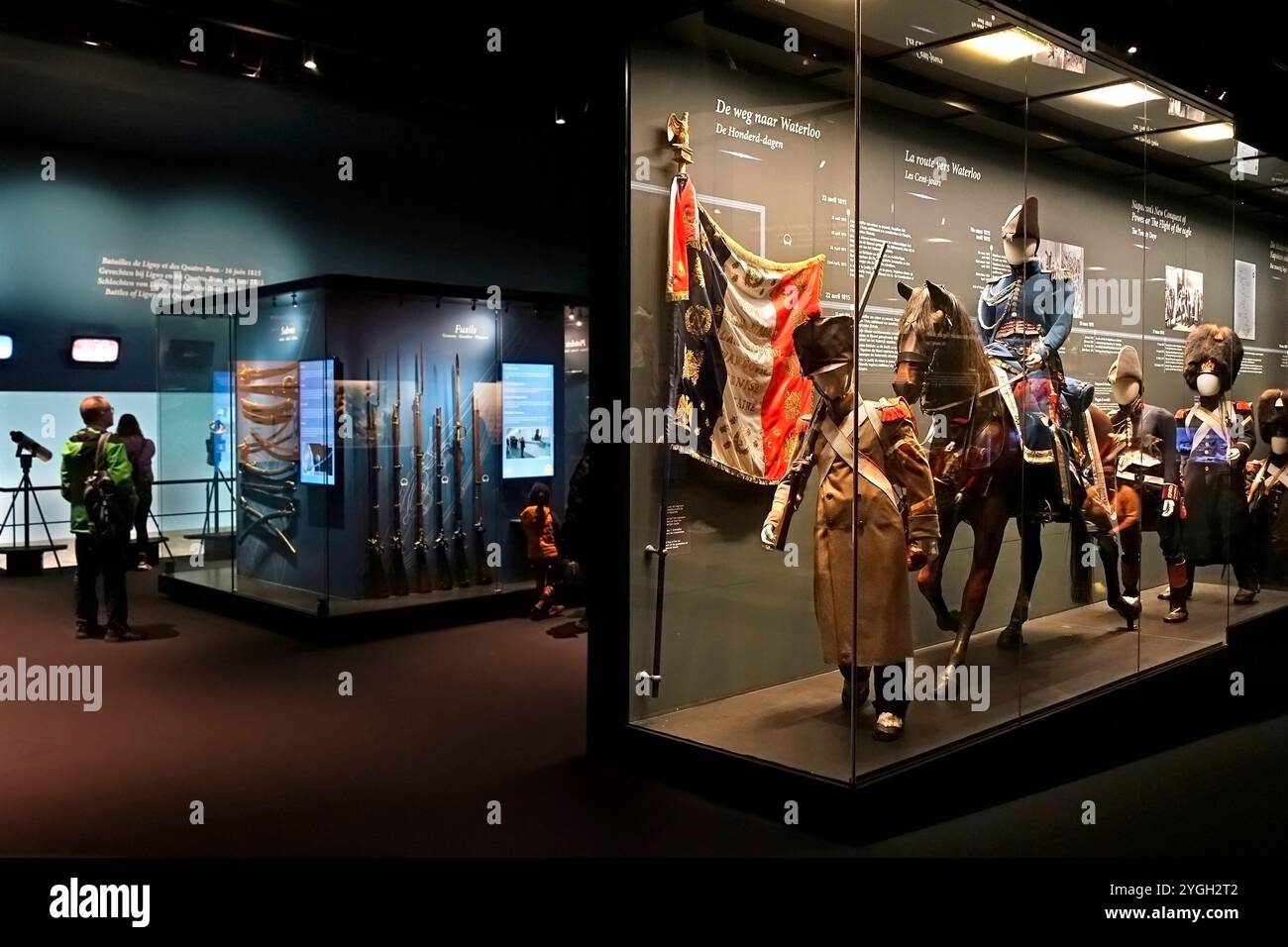 Diorama montrant des uniformes français dans le Waterloo Memorial 1815, musée du champ de bataille sur la dernière guerre napoléonienne à Braine-l'Alleud, Wallonie, Belgique Banque D'Images