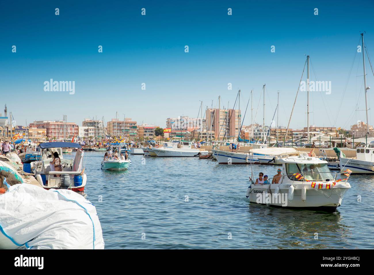 Virgen del Carmen, Procesion marinera, bateaux, procession, San Pedro del Pinatar, Mar Menor, région autonome de Murcie, Espagne, Banque D'Images