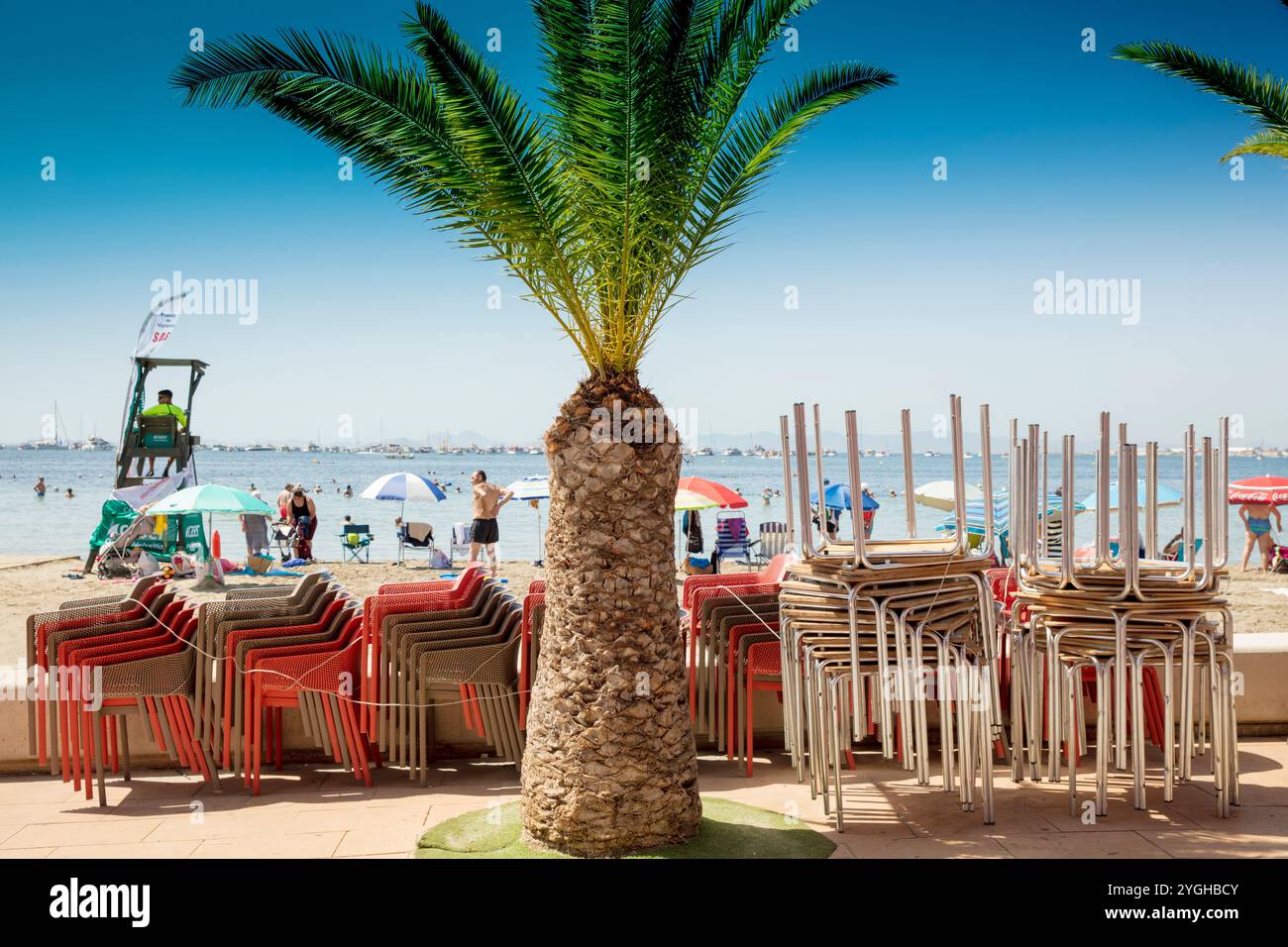 Sauveteur, Socorista, vie de plage, été, eau, San Pedro del Pinatar, Mar Menor, Communauté autonome de Murcie, Espagne, Banque D'Images