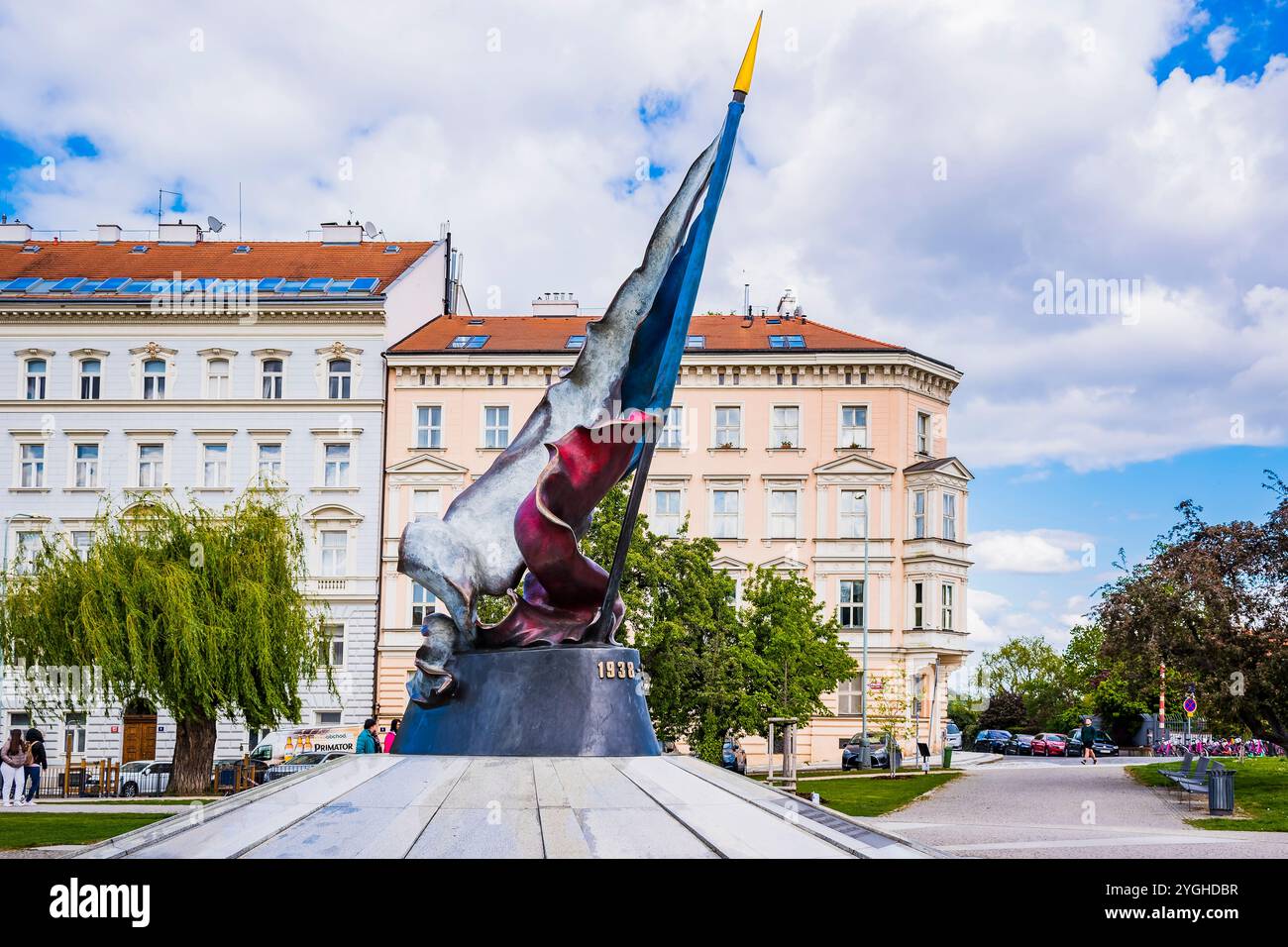 Le Mémorial du deuxième mouvement de résistance ou monument du drapeau de résistance. C'est en dédicace au deuxième mouvement de résistance à l'occupant nazi Banque D'Images