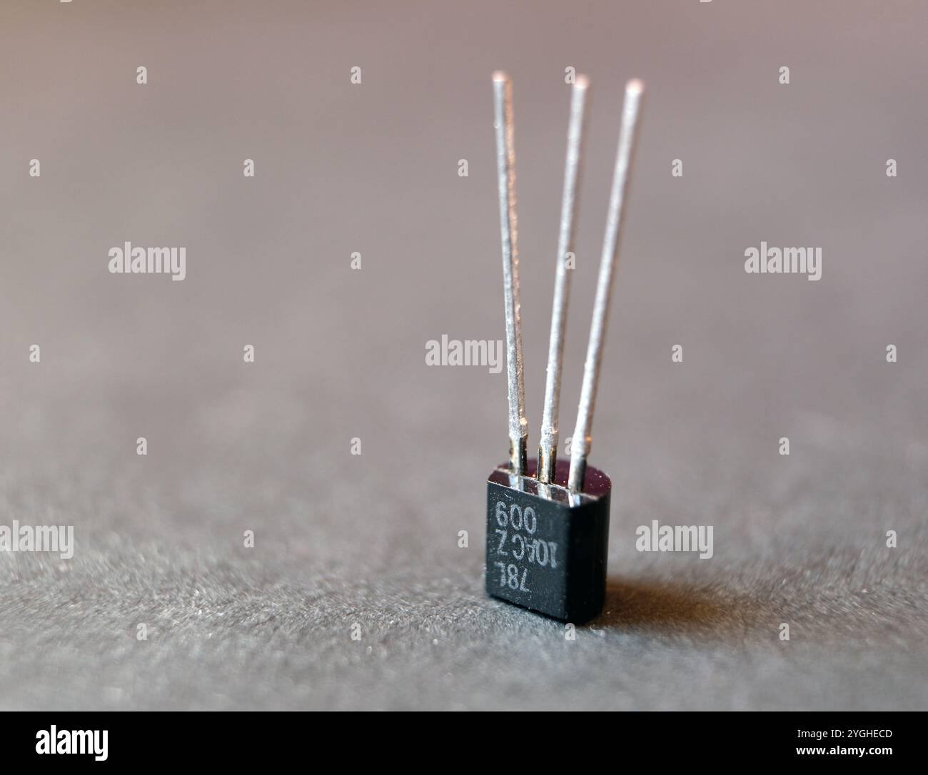 Gros plan d'un transistor. Composant ELECTRONIQUE a semi-conducteur unique ISOLE. Banque D'Images
