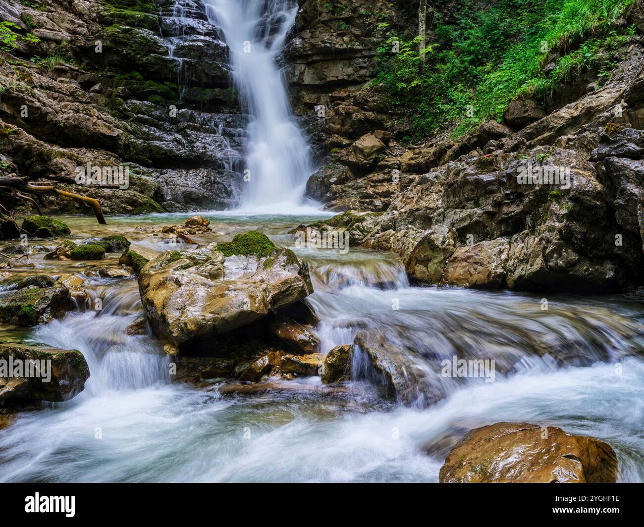 Aux cascades de Jenbach dans la haute vallée de Jenbach, Mangfall Mountains Banque D'Images