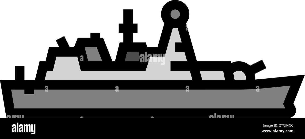 illustration vectorielle d'icône de couleur de navire de destroyer naval Illustration de Vecteur