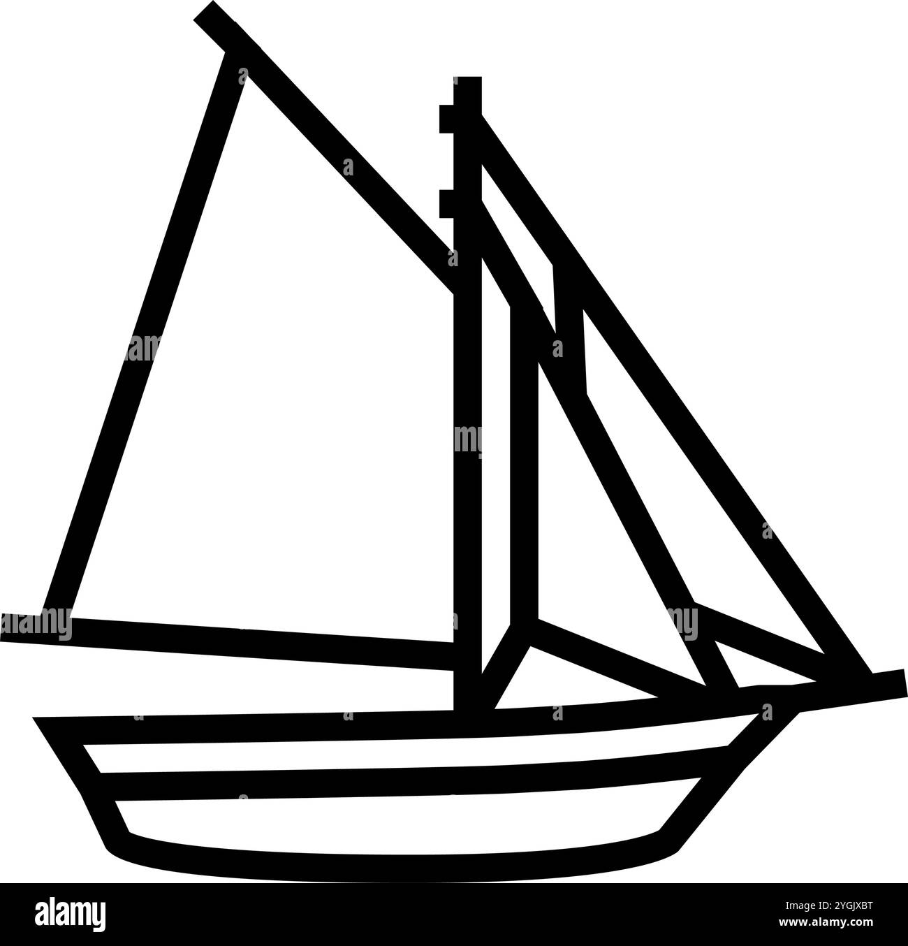 illustration vectorielle d'icône de ligne de navire antique de sloop Illustration de Vecteur