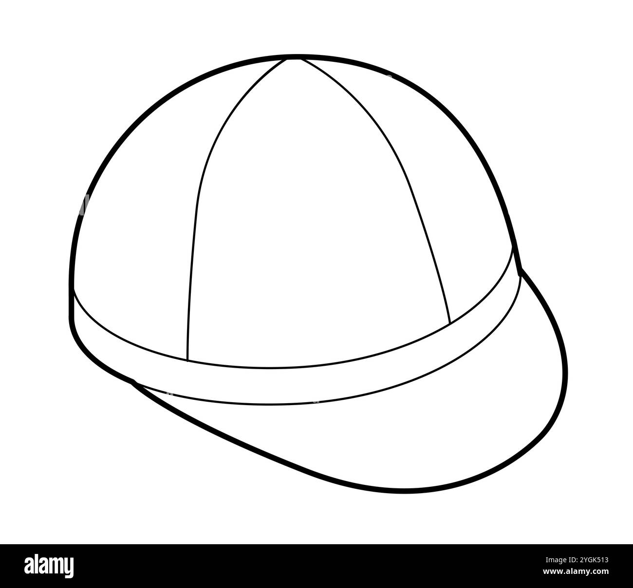 Chapeau de jockey. Summer Head Fashion accessoire vêtements illustration technique. Casque vectoriel pour hommes, femmes, style unisexe, modèle plat CAD maquette contour d'esquisse isolé Illustration de Vecteur