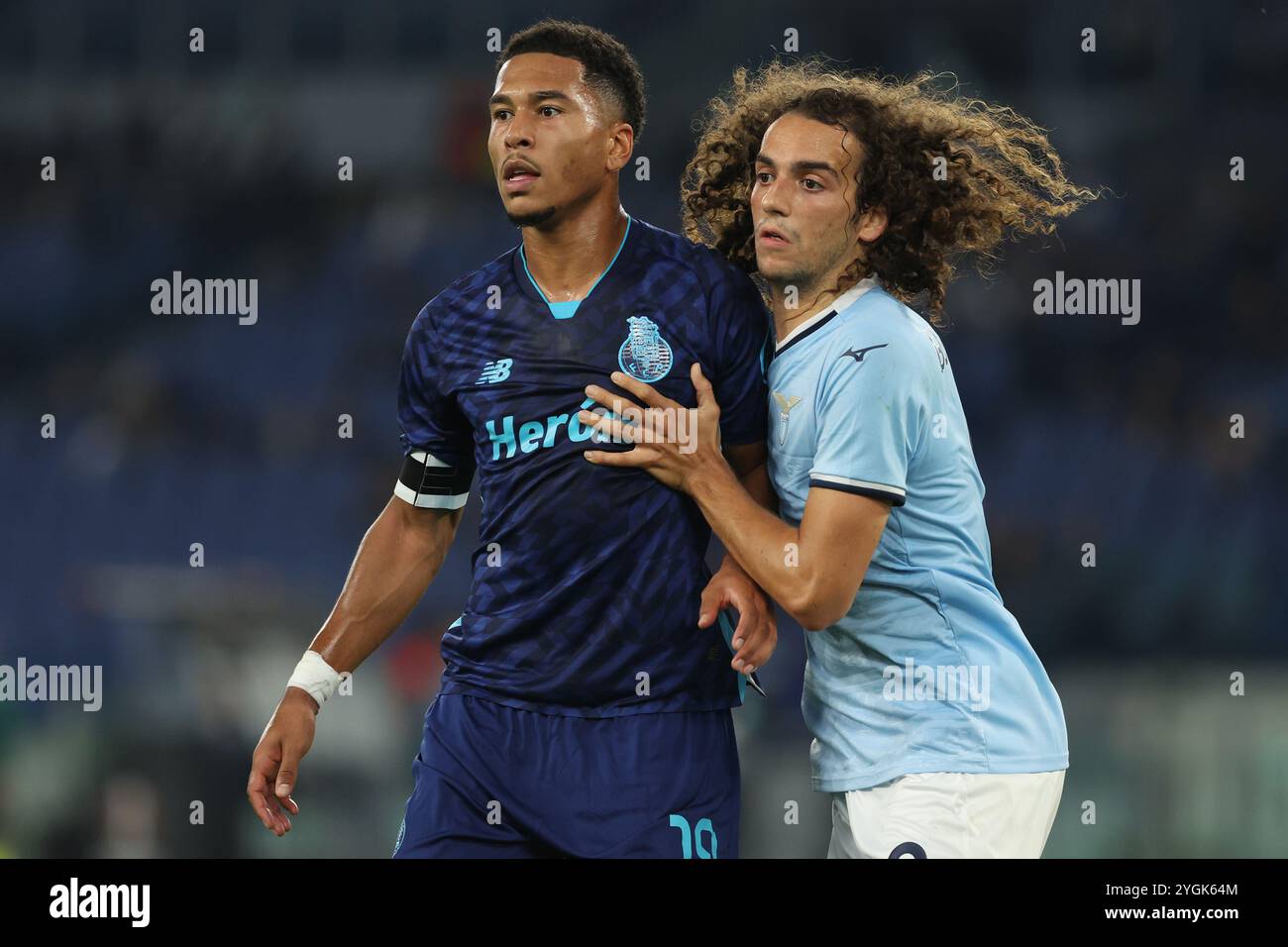 Rome, Italie 07.11.2024 : Danny Namaso de Porto, Matteo Guendouzi de Lazio lors de l'UEFA Europa League 2024-2025, jour 4, match de football entre les SS Laz Banque D'Images