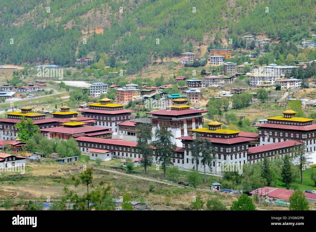 Le Palais du Roi, également connu sous le nom de Dechencholing Dzong, construit dans le style traditionnel bhoutanais en 1953, Thimphu, Bhoutan Banque D'Images