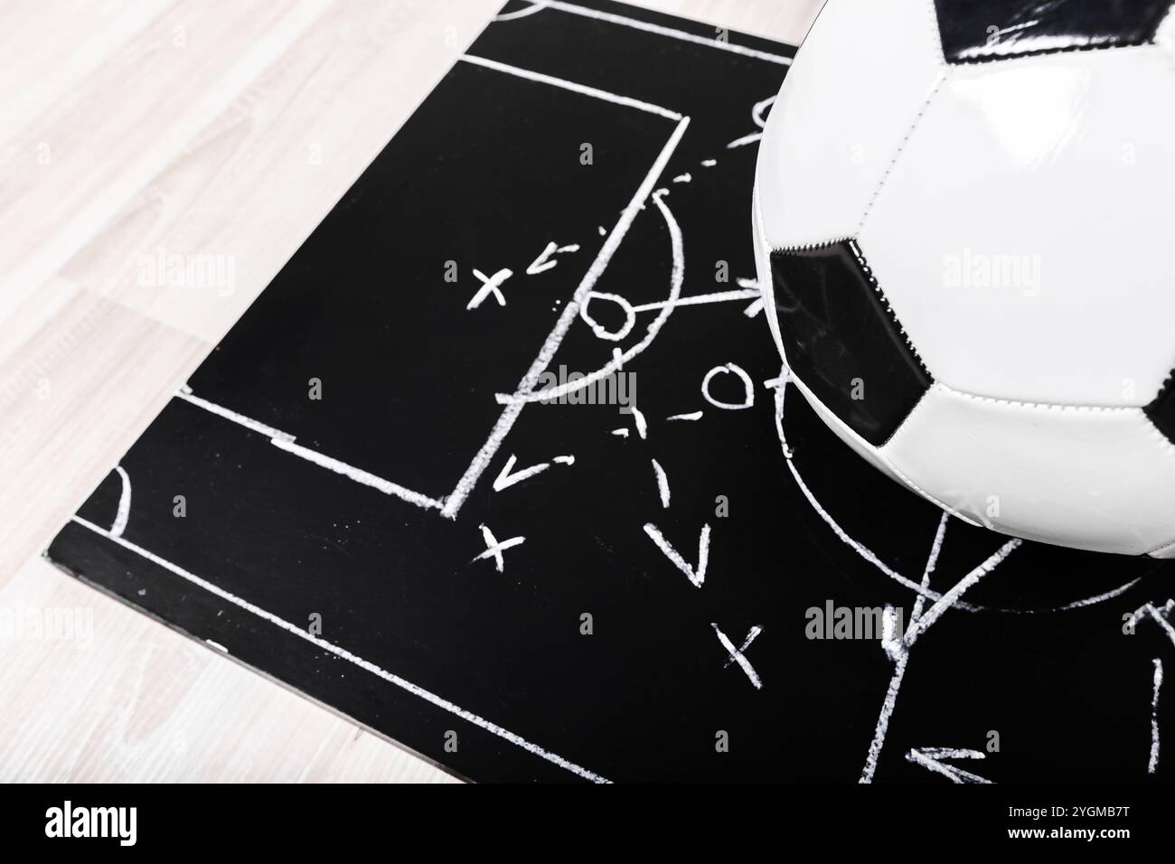 Chalk board plan Soccer avec formation tactique Banque D'Images