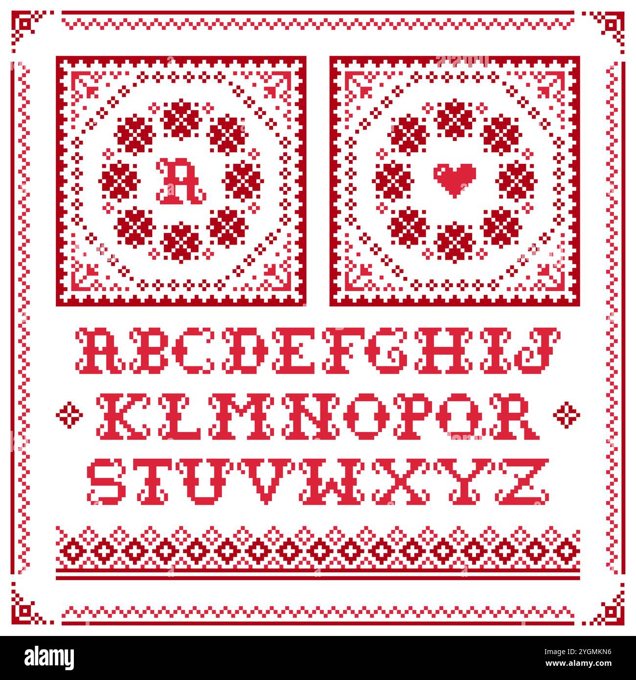 Ensemble de motifs sans couture vectoriel de point de croix avec une conception de lettres alphabétiques simples - non généré par IA Illustration de Vecteur