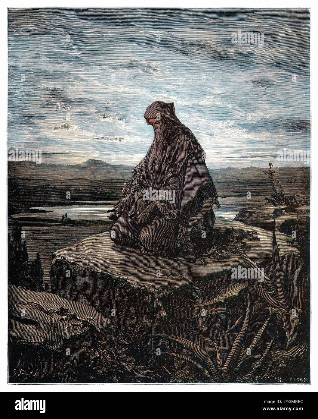 Le prophète Isaïe. Ancien Testament. Illustration biblique antique numériquement colorée par Gustave Doré (1832-1883) Banque D'Images