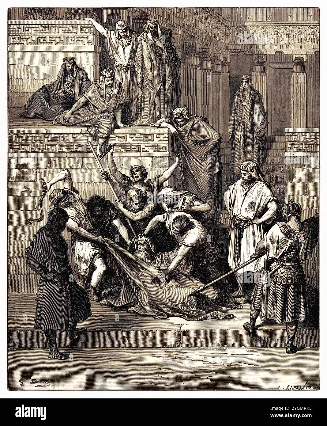 Le martyre d'Éléazar le Scribe. Ancien Testament. Illustration biblique antique numériquement colorée par Gustave Doré (1832-1883) Banque D'Images