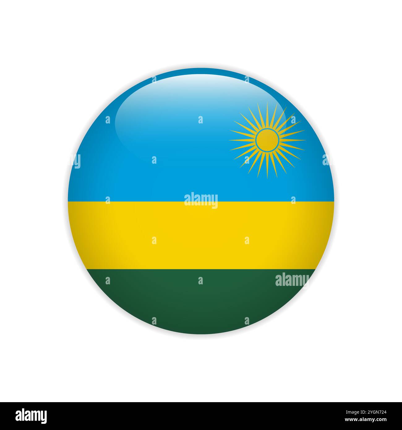 Drapeau du Rwanda sur le bouton Illustration de Vecteur