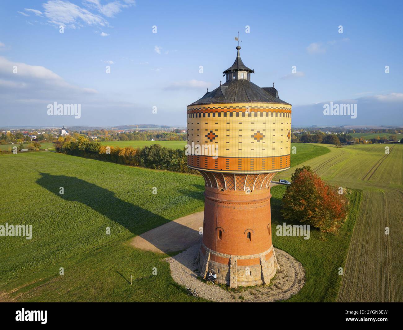 Château d'eau Mittweida, vue aérienne Mittweida, Mittweida, Saxe, Allemagne, Europe Banque D'Images