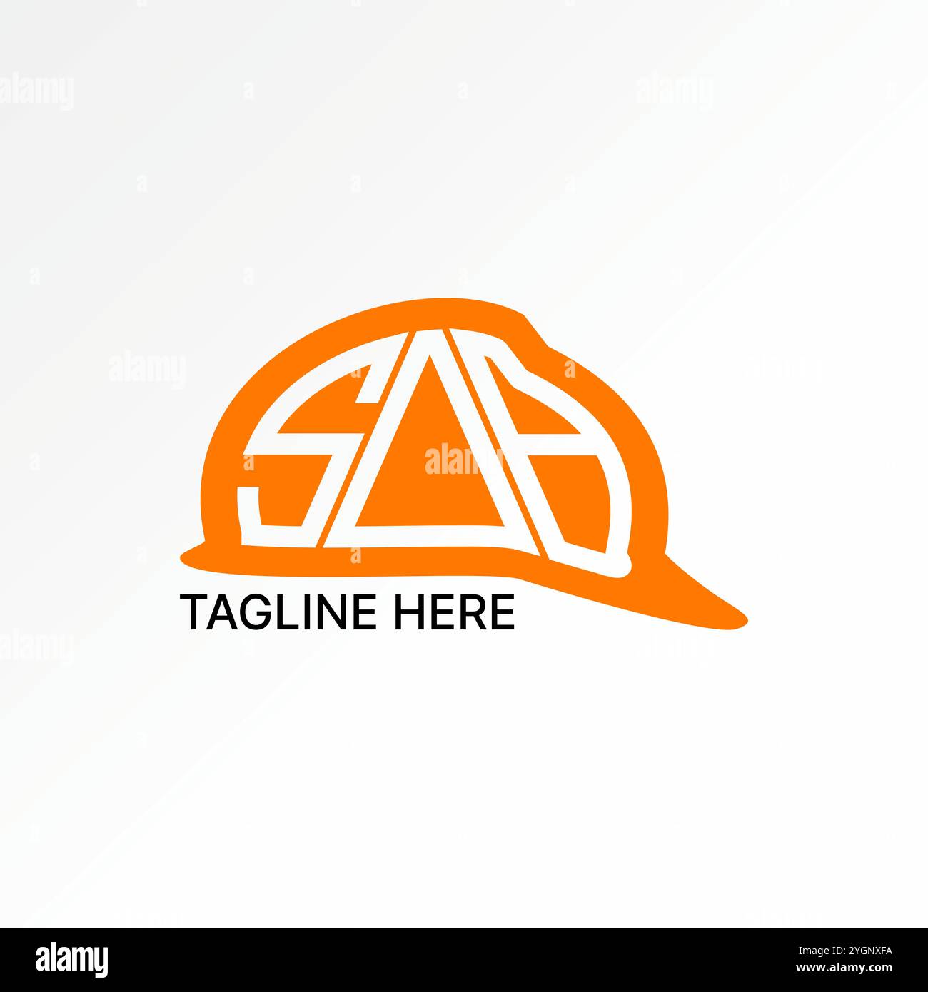 Conception de logo concept graphique créatif premium vecteur image stock graphique texte initial police SAB sur le côté projet casque extérieur à l'équipement de site de sécurité Illustration de Vecteur