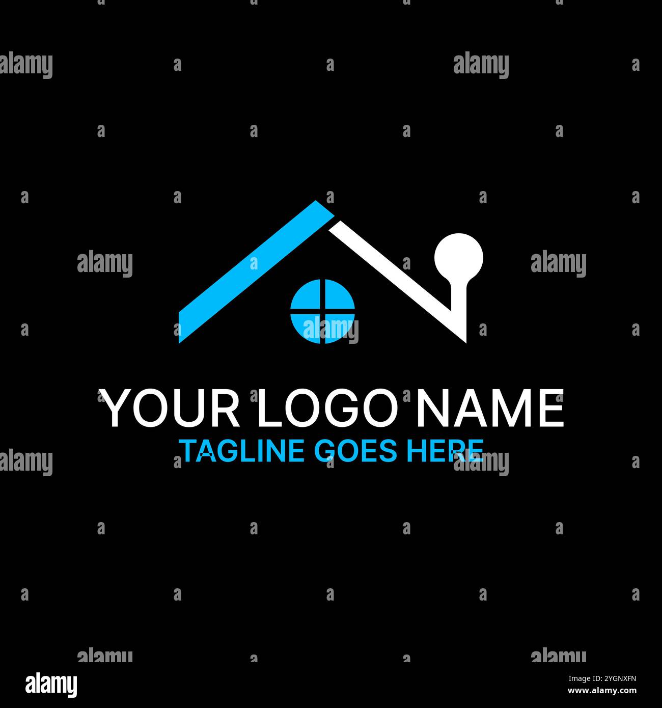 Conception de logo concept graphique créatif vecteur premium image stock graphique simple unique home dot tech app toit fenêtre de maison liée à l'hypothèque immobilière Illustration de Vecteur
