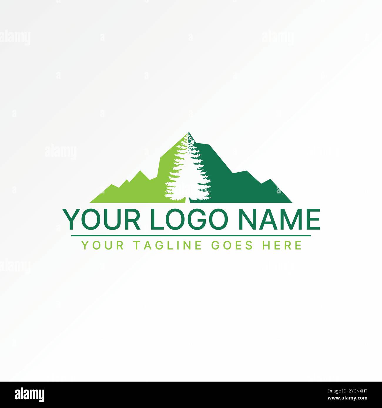 Conception de logo concept graphique créatif vecteur premium image stock graphique simple montagne unique mont vert arbre parc forêt. Aventure de paysage connexe Illustration de Vecteur