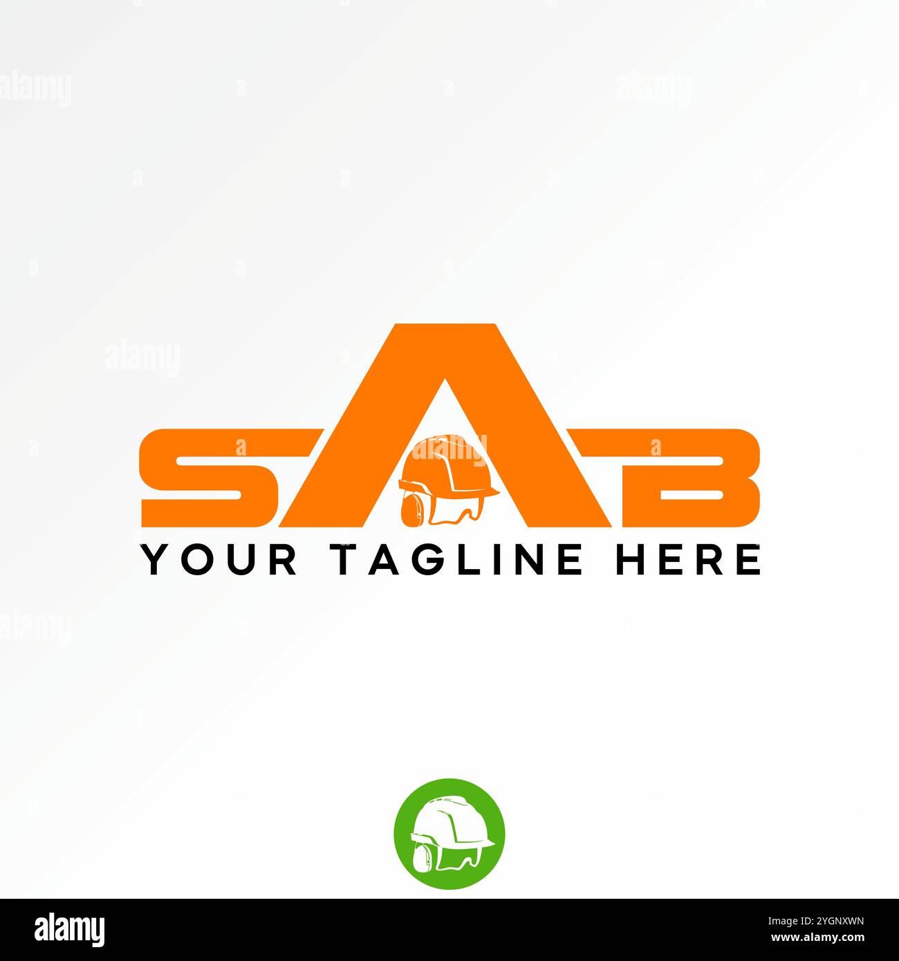 Conception de logo concept graphique créatif vecteur premium image stock graphique initial SAB font ear google protection casque extérieur à l'équipement de site de sécurité Illustration de Vecteur