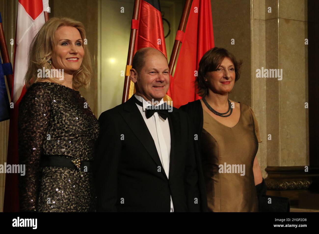 Die dänische Ministerpräsidentin Helle Thorning-Schmidt, Bürgermeister Olaf Scholz und Seine Ehefrau Britta Ernst Banque D'Images