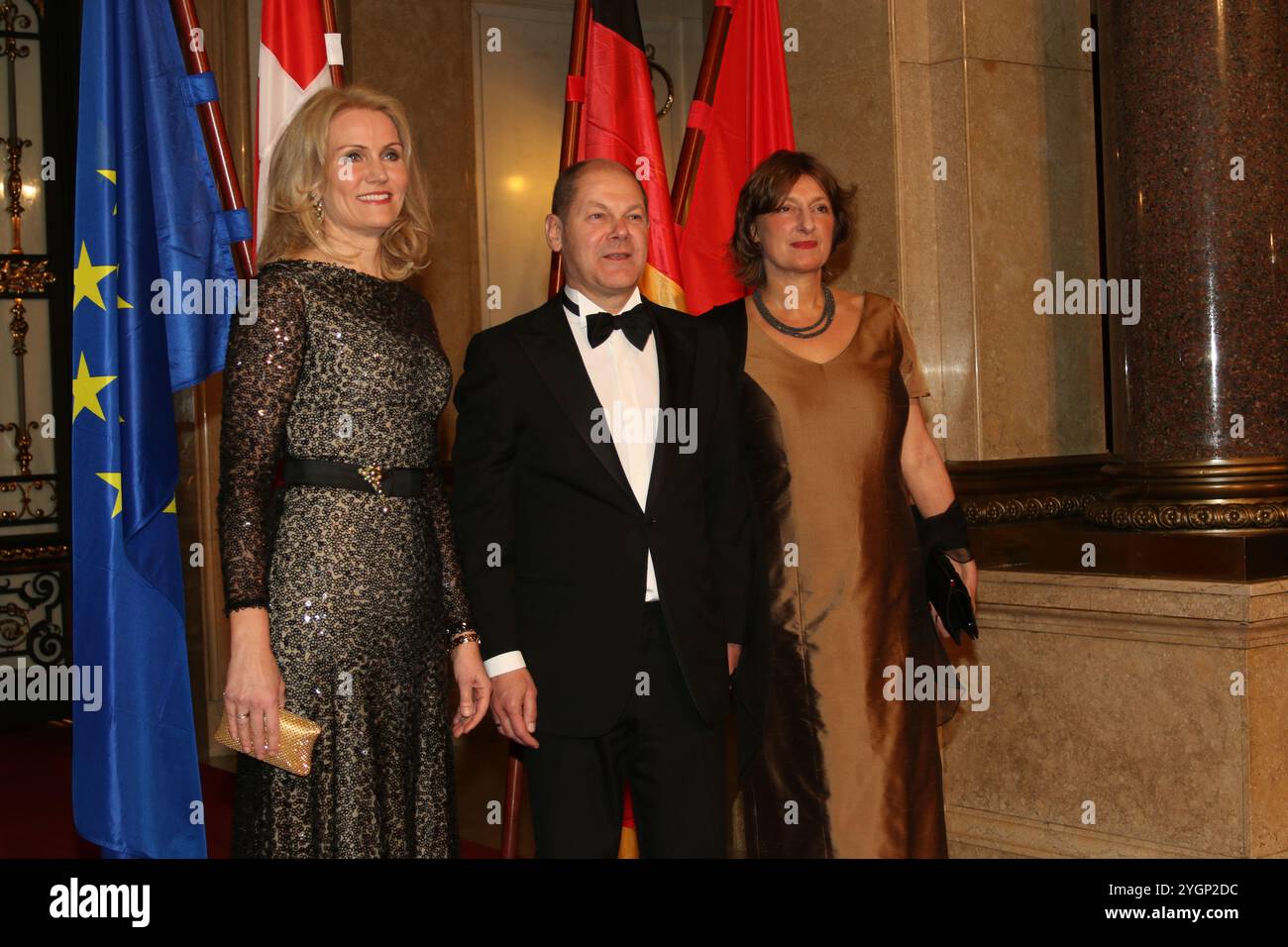 Die dänische Ministerpräsidentin Helle Thorning-Schmidt, Bürgermeister Olaf Scholz und Seine Ehefrau Britta Ernst Banque D'Images