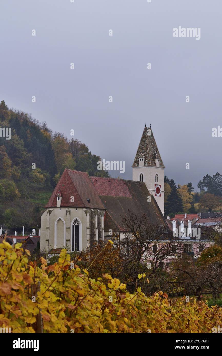 Spitz an der Donau par un jour d'automne brumeux Banque D'Images