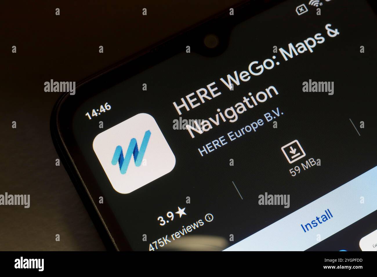 8 novembre 2024, Brésil. Dans cette illustration photo, le logo de l'application Here WeGo est affiché sur l'écran d'un smartphone Banque D'Images