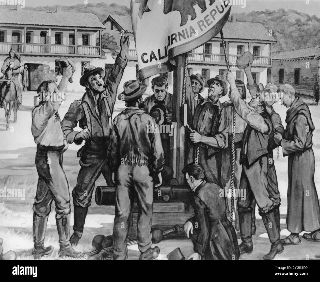 Lever le drapeau de l'ours à Sonoma California Banque D'Images