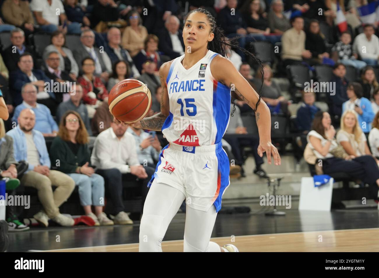 Gabby WILLIAMS DE FRANCE lors de l'EuroBasket 2025 féminin FIBA, qualifications, match de basket-ball du Groupe E entre la France et Israël le 7 novembre 2024 au Palais des Sports de Caen, France - photo Laurent Lairys /DPPI Banque D'Images