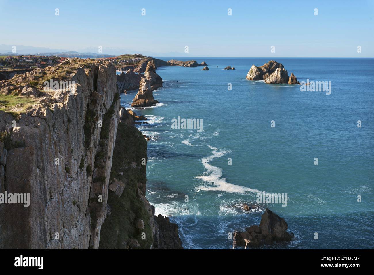 Paysage côtier à Urros de Liencres, Cantabrie, Espagne, Europe Banque D'Images