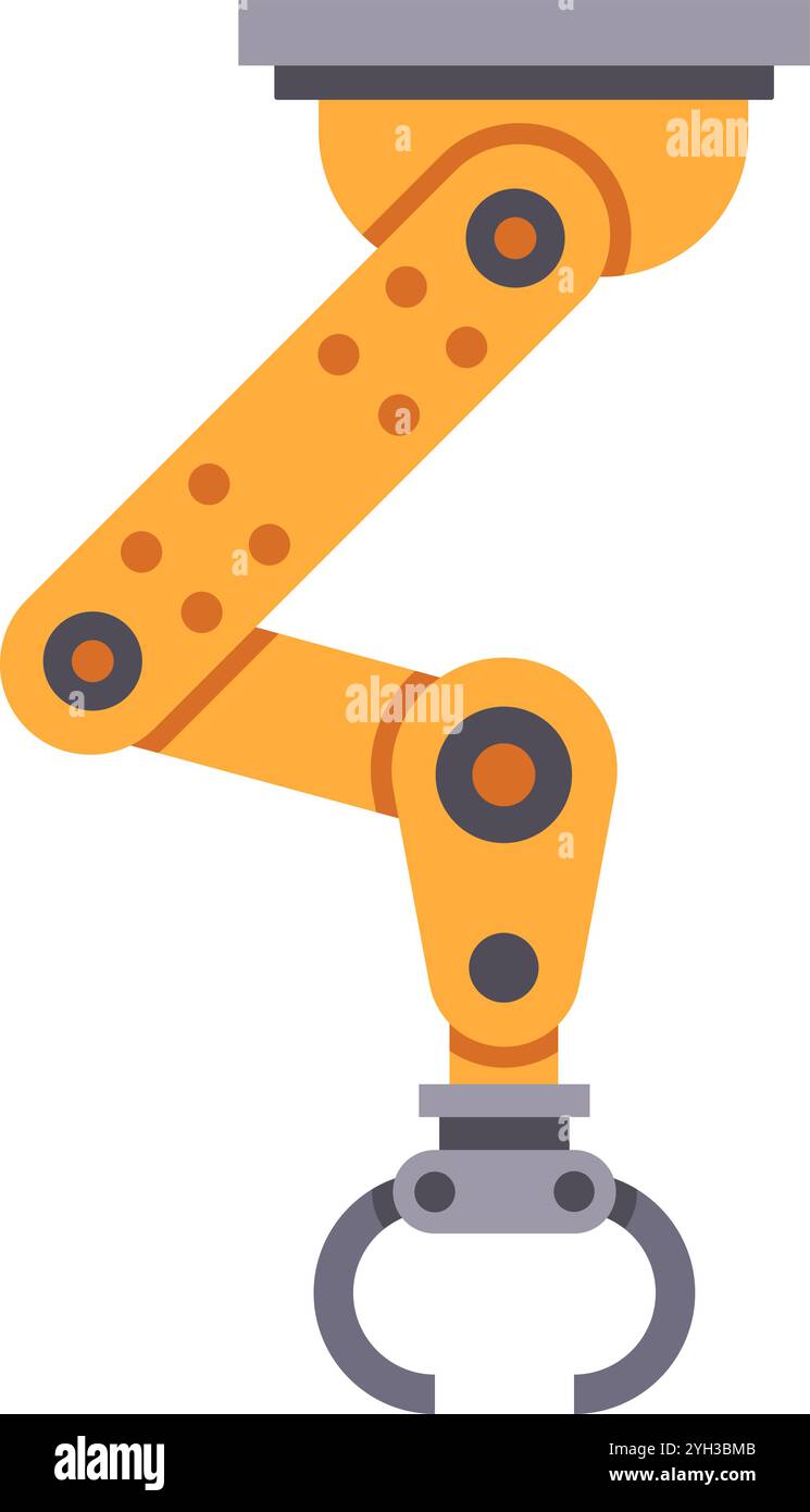 Levage de bras robotisé industriel utilisant une pince à griffes dans un cadre d'usine moderne, représentant l'automatisation et la technologie de pointe Illustration de Vecteur
